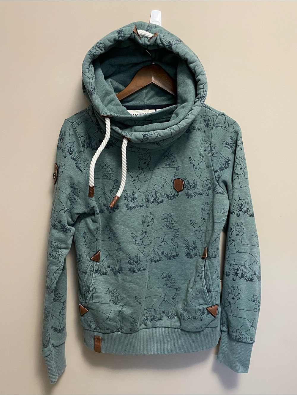 Naketano Green Deer Print Hoodie Women’s Large